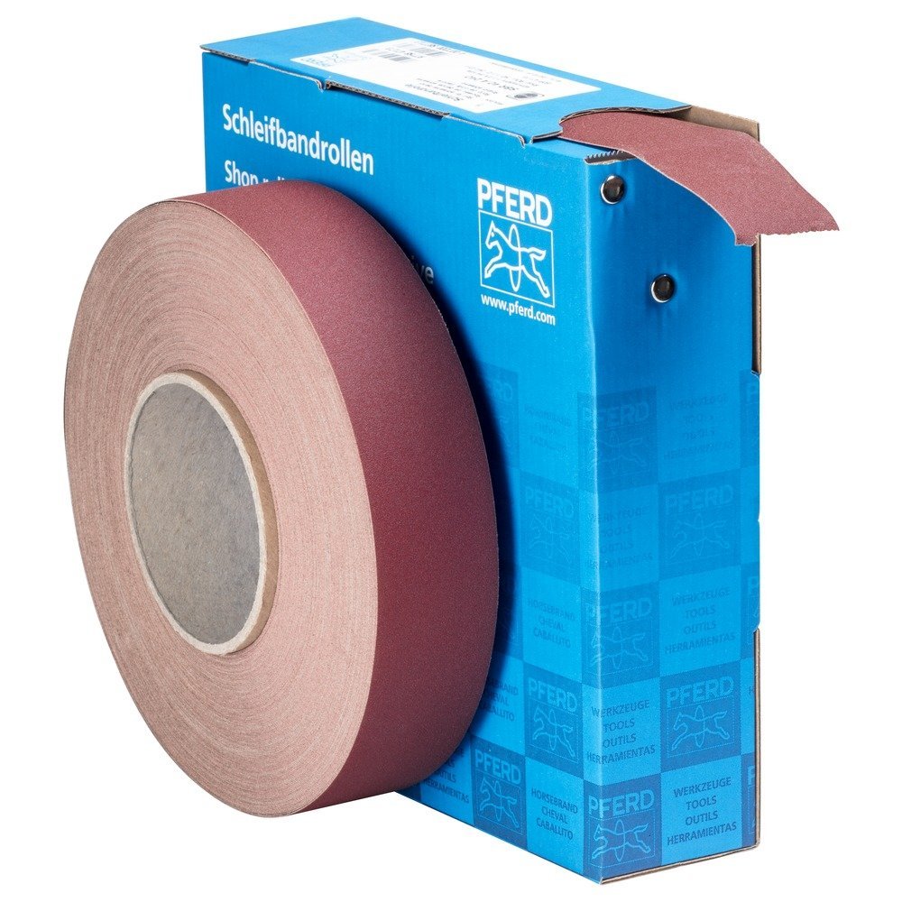 Pferd Rollo de Lija de Tela Económico Sbr 40 A 240, Ancho 40 millimeters, Longitud 50 M, Grano Corindón A 240, para Metales