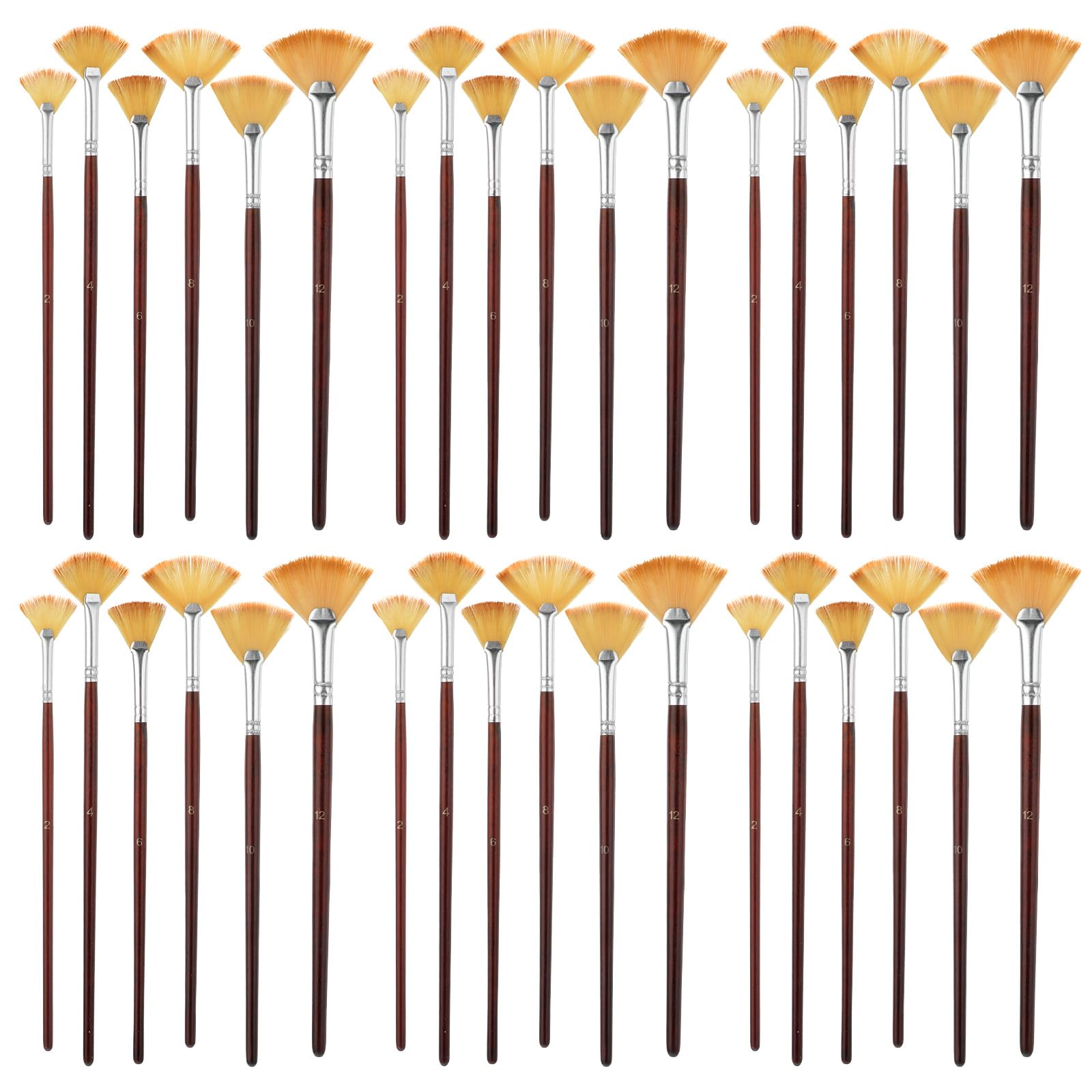COMNICO Fächerpinsel, professionelles Künstlerpinsel-Set, weiches Nylonhaar, langer Holzgriff, für Künstler, Acryl, Aquarell, Ölgemälde, 42 Stück
