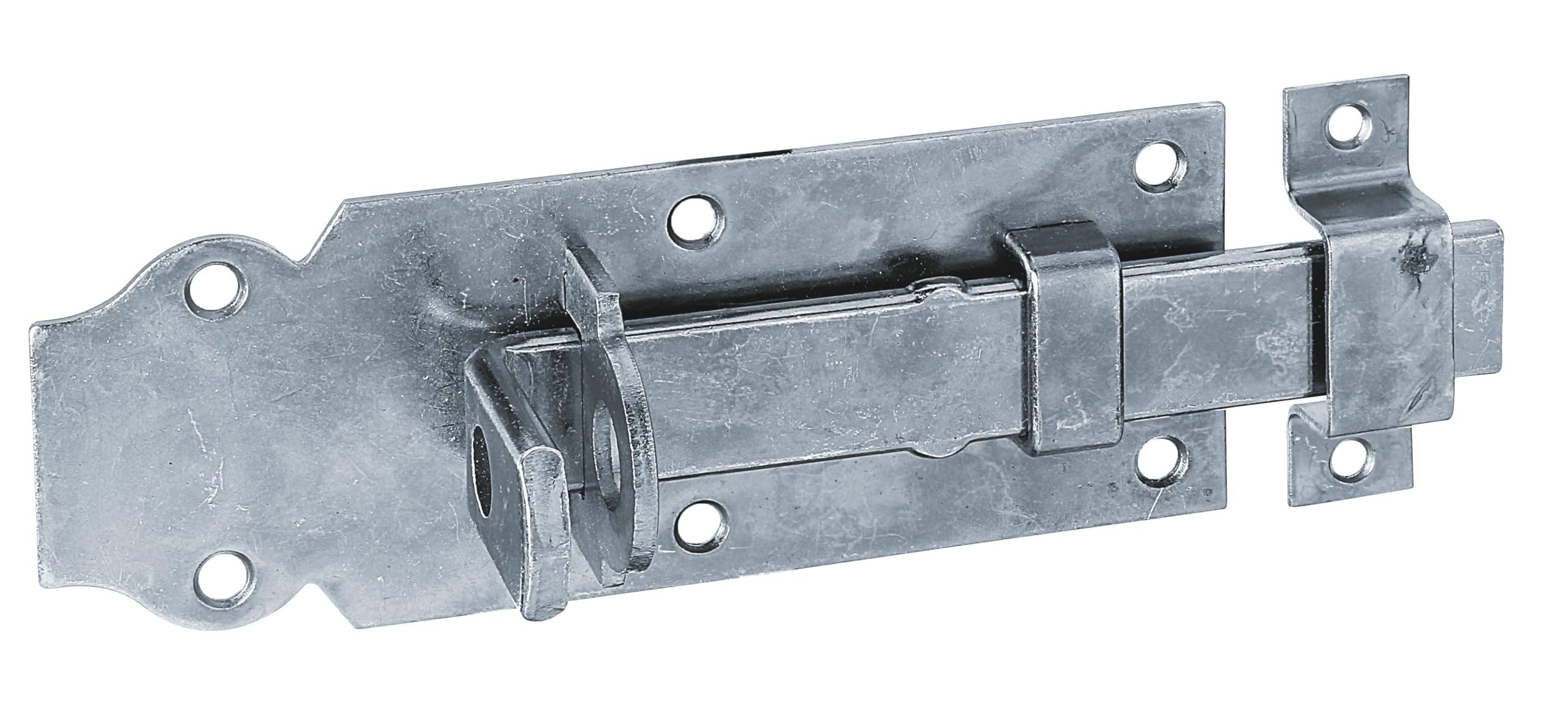 Alberts 823429 Schlossriegel | gerade, mit flachem Griff und befestigter Schlaufe | galvanisch blau verzinkt | Platte 140 x 52 mm | 10er Set