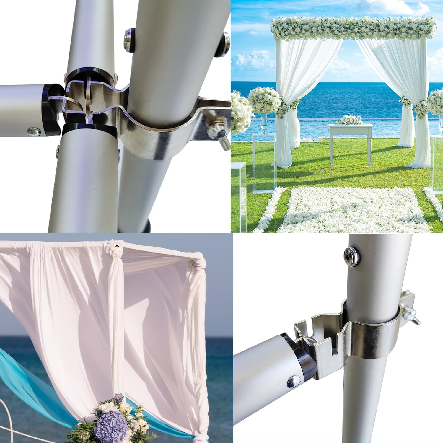 2 Pcs Adjustable Upright Clamp For Upright Clamp For Hanging Accessories for Weddings, Banquets And Events, Works With 1.5" Diam. Or 2" Diam