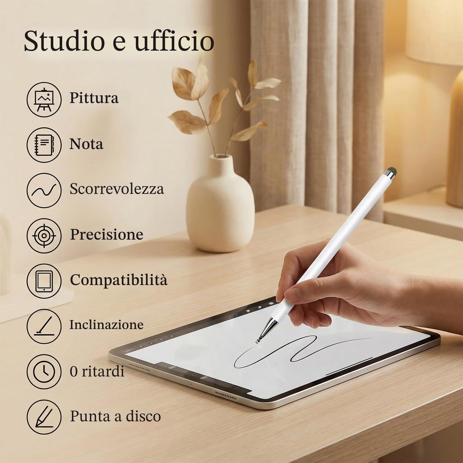 Penna Stylus 3 In 1 Senza Batteria – Punta Fine, Disco Trasparente E Penna A Sfera, Set Da 2 Pezzi Per IPad E Smartphone