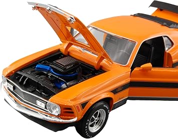 1/18 Die Cast Mini Car, 1970 Mustang Mach 1, Orange, Maisto Assembled Car, Toy Model, Birthday Gift, Boys, Girls, Boxed