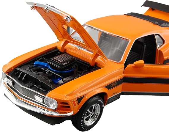 1/18 Die Cast Mini Car, 1970 Mustang Mach 1, Orange, Maisto Assembled Car, Toy Model, Birthday Gift, Boys, Girls, Boxed