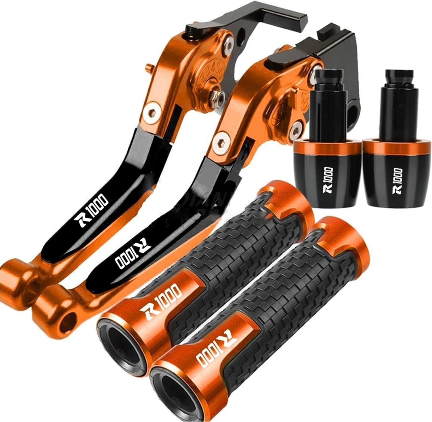 Motorcycle Adjustable Handles Brake Clutch Levers for Suzuki GSXR1000 GSX-R1000 GSXR GSX R 1000 2007 2008 Handlebar Grips Ends(Orange)