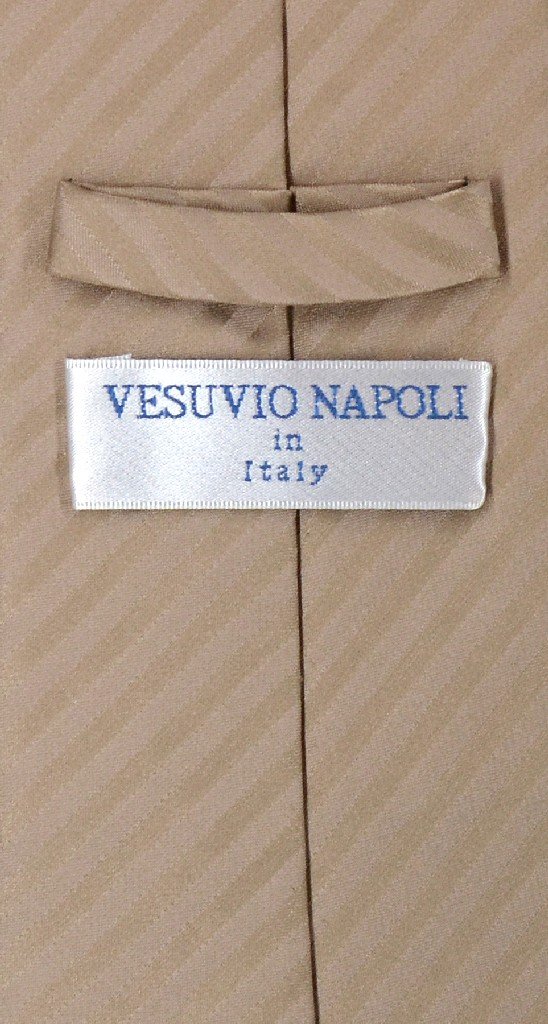 Vesuvio Napoli MOCHA Light BROWN Striped NeckTie & Handkerchief Matching Tie
