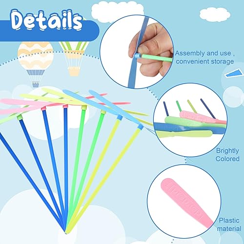 Miniatura 3 de Juego de 50 juguetes de helicóptero volador, 50 hélices + 50 varillas, helicóptero de mano, juguetes de fiesta al aire libre para niños de 4 a 8