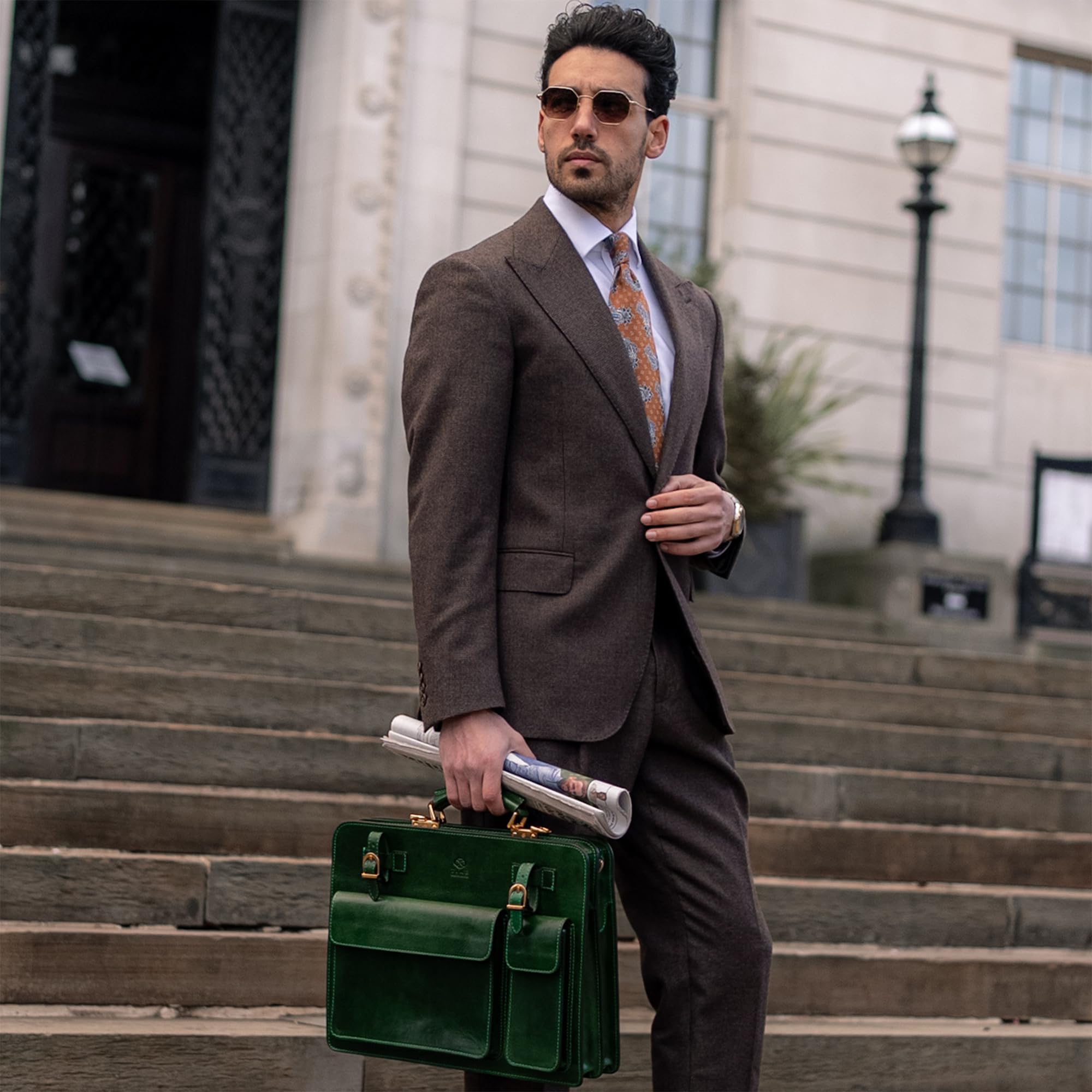 Resistencia al Tiempo Maletín De Cuero - Bolso De Cuero Con Clase Para Hombres - Maletín De Negocios Vintage