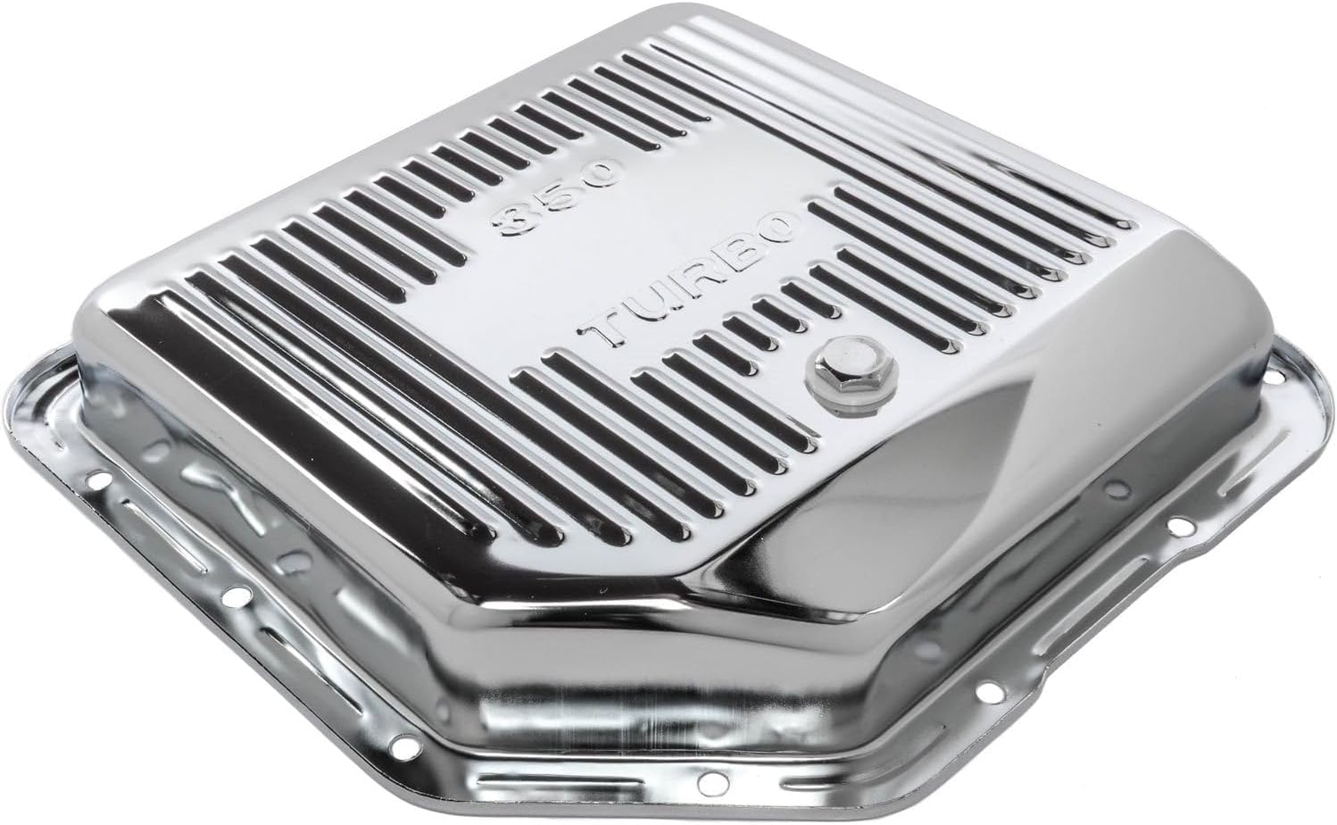 JEGS Transmission Pan | Fits GM/Chevrolet TH-350 Transmissions | Chrome Plated Finish | 2� Deep | 16-Gauge Steel | Includes Magnetic Drain Plug