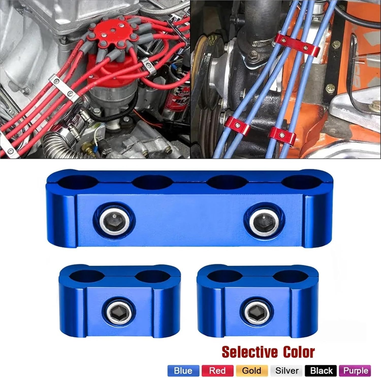 Spark Plug Wire Holder 15PCS Universal Car Spark Plug Electrical Wire Clamp Separator Line Ignition Cable Clip for Decoration Accesssories(PURPLE)