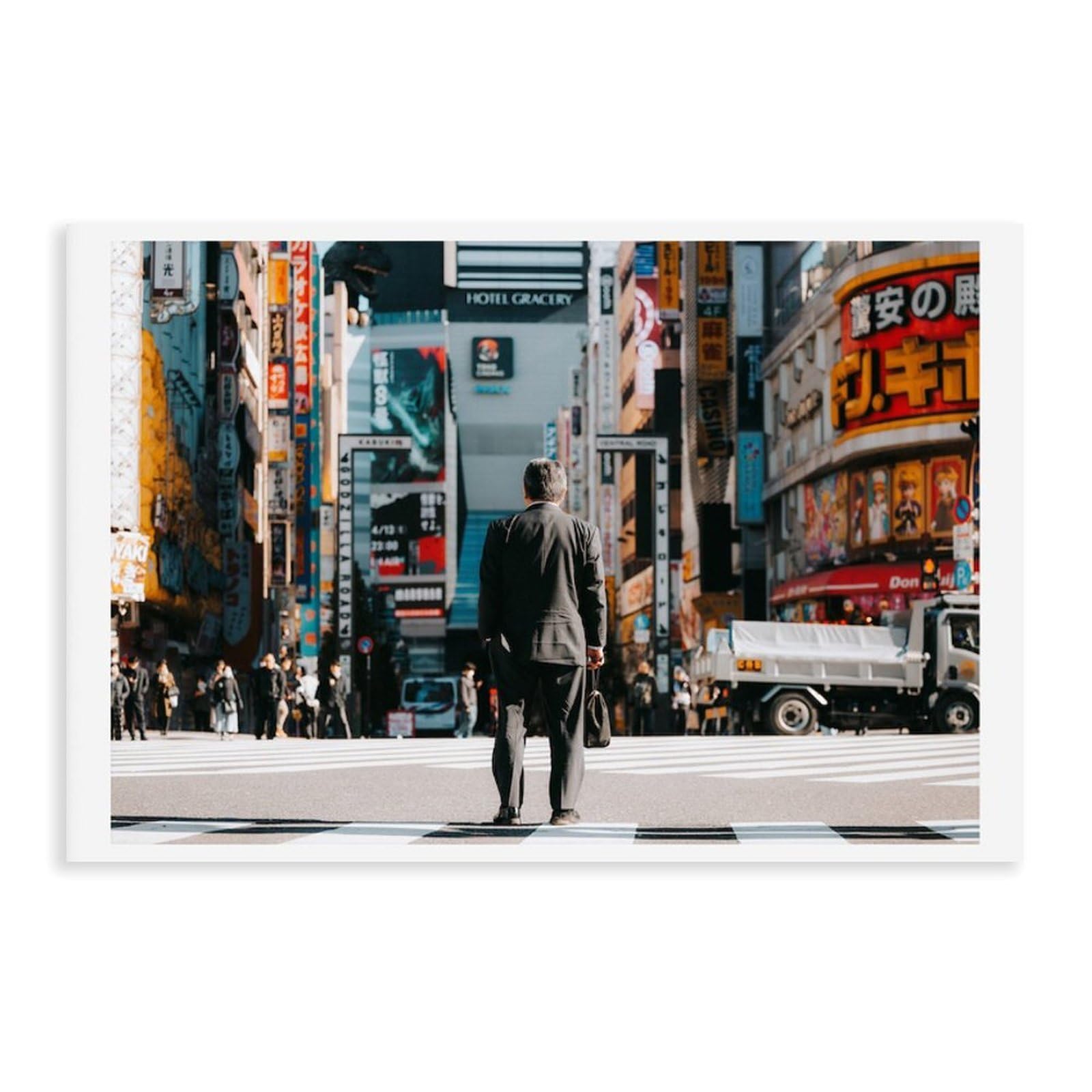 HEYANM Tokyo Street Print Shinjuku Salaryman Art Canvas Poster Wall Art Paintings for Living Room Bedroom Decoration Unframe 20x30inch