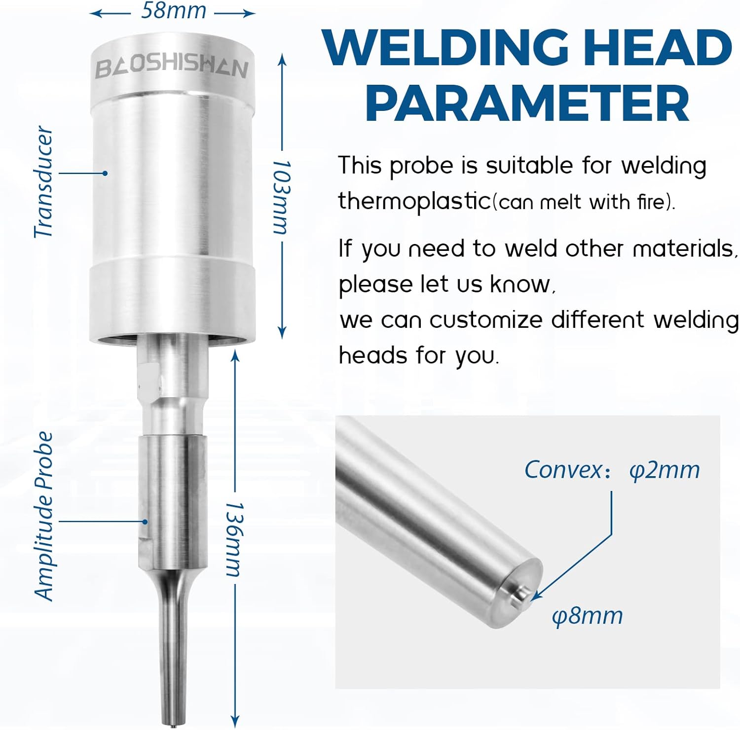BAOSHISHAN Ultrasonic Plastic Welder 500W Spot Welding Machine for Thermoplastic Material/Plastic Collecting Eggs Belt/Manure Belt/Farm Conveyor 110V