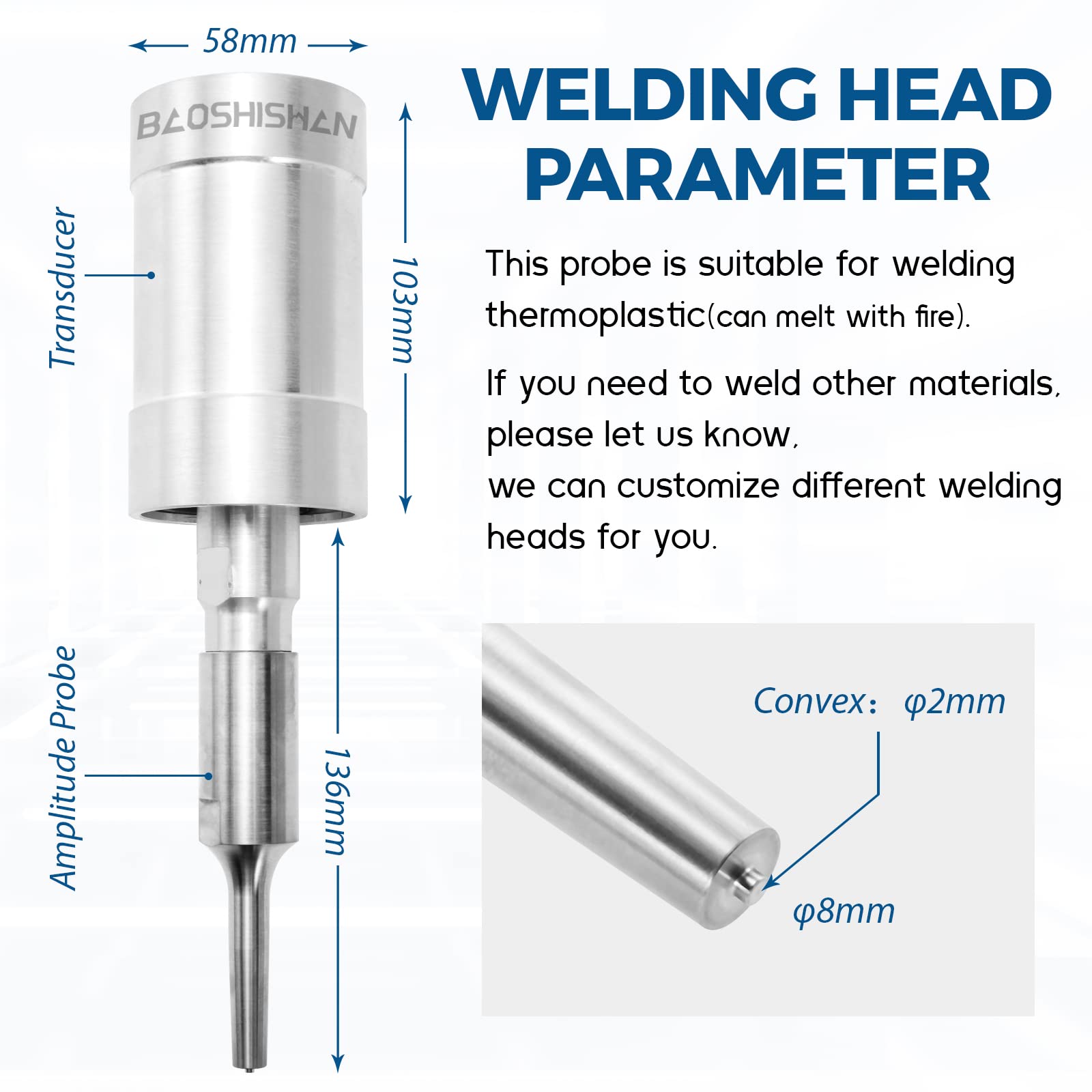 BAOSHISHAN Ultrasonic Plastic Welder 500W Spot Welding Machine for Thermoplastic Material/Plastic Collecting Eggs Belt/Manure Belt/Farm Conveyor 110V
