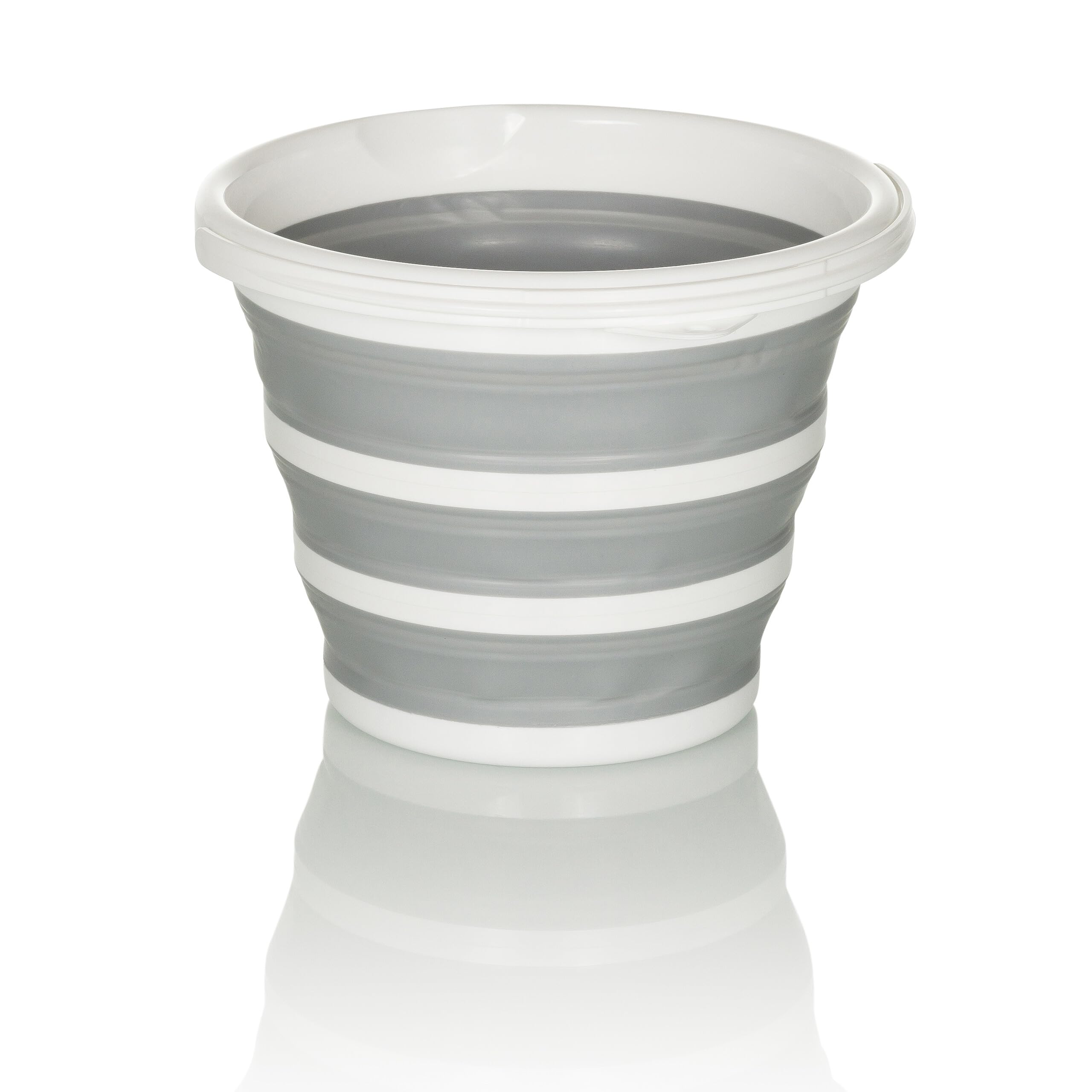 hjh OFFICE cestino pieghevole CLEAN SILR, in silicone, secchio pieghevole da 10L per uso interno ed esterno, salvaspazio, grigio/bianco, 924002