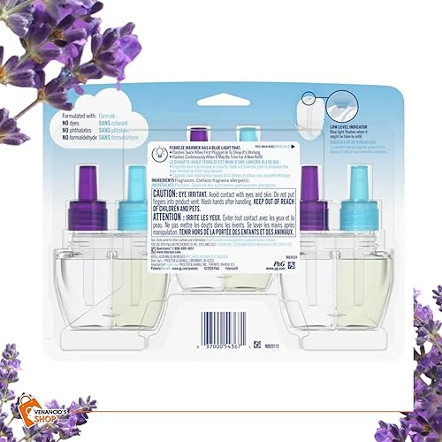 Miniatura 5 de Febreze Fade Defy PLUG - Recambio de ambientador, 0.87 onzas líquidas. Recambios de aceite 3 repuestos + incluye adhesivo Venancio'sfridge (lavanda
