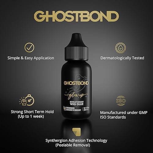 Miniatura 3 de GHOSTBOND Glowup Revolutionary Wig Glue 1.3oz  Adhesivo de reemplazo de cabello que se mantiene durante una semana resistente al agua y al aceite,
