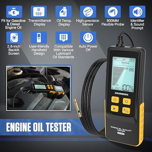 Miniatura 2 de Probador de aceite de motor de gasolina y diésel, probador de calidad de aceite de motor diésel, detector de analizador, herramienta de diagnóstico