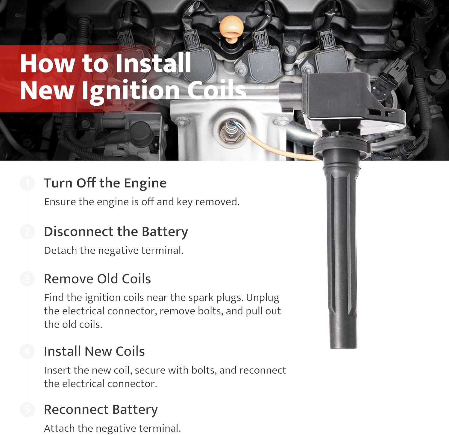 NPAUTO Ignition Coil Pack Compatible with 2.0L 2.0 2007 2008 2009 Suzuki SX4 SX-4, 2.7L 2.7 2006 07 08 Suzuki Grand Vitara, UF562 33400-65J00 C1728, Set of 4