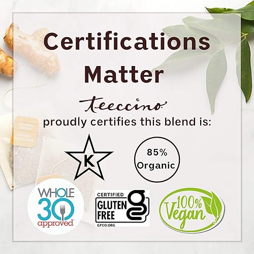 Vista 28 de Teeccino Té tostado oscuro de diente de león, sin cafeína, orgánico, té de hierbas tostadas con prebióticos, 3 veces más hierbas que las bolsas