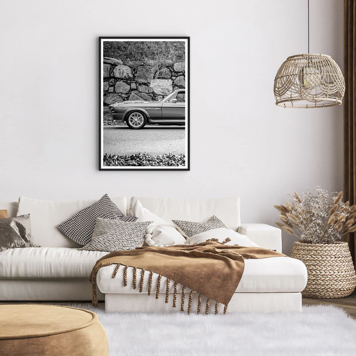 Cuadro Póster Marco Negro 61x91 cm Blanco y Negro Coches - 5011 - P2B
