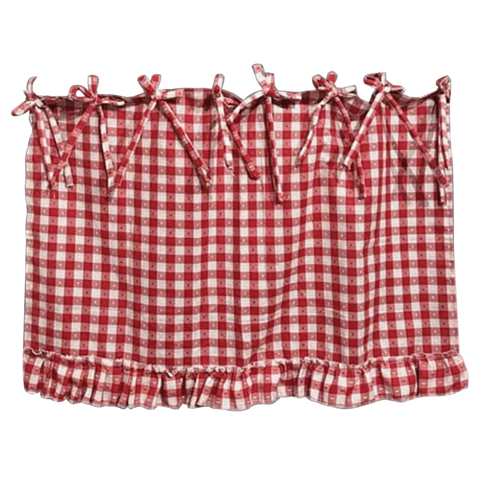 OSNIYAW Farmhouse Oven Cover Skirt with Delicate Ruffle Trim and Fabric Ribbon Ties Cabinet Dishwasher Curtain Kitchen Drapery