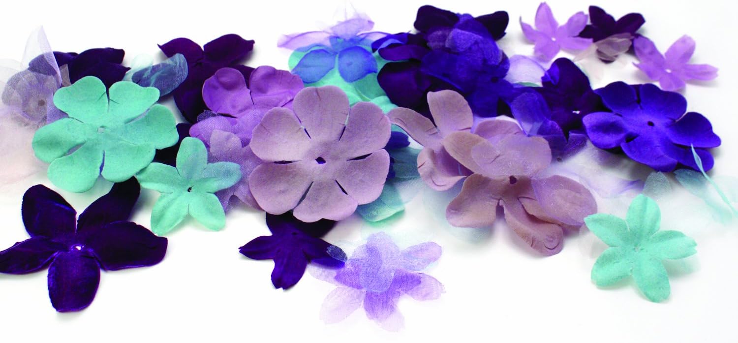 EK Success Brands Laliberi Pressed Flowers, Berry Flocked and Tulle