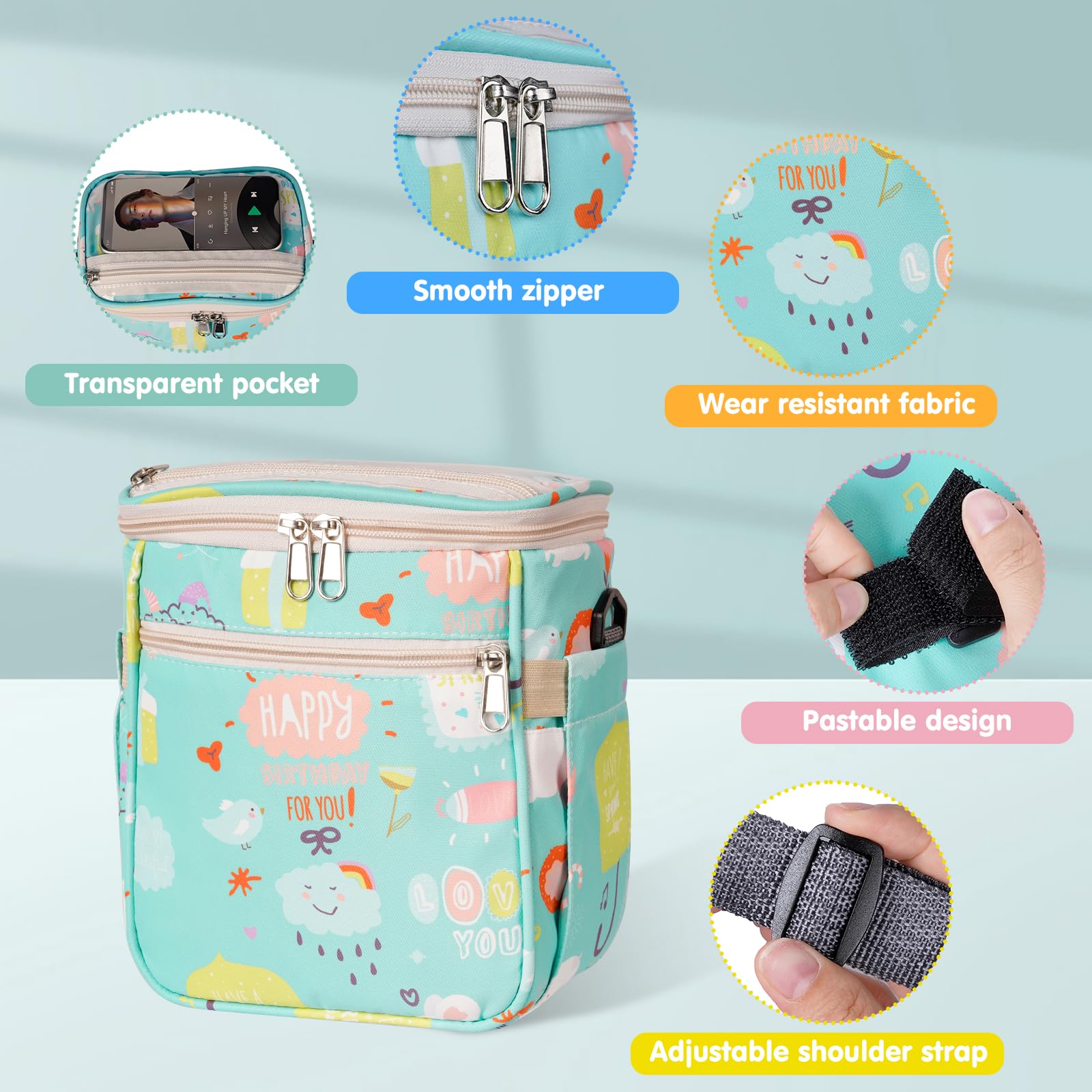 Sacoche De Guidon Enfant COZCLAM - Kit Complet Avec Sonnette, Moulin à Vent Et Décos Pour Vélo (rose)