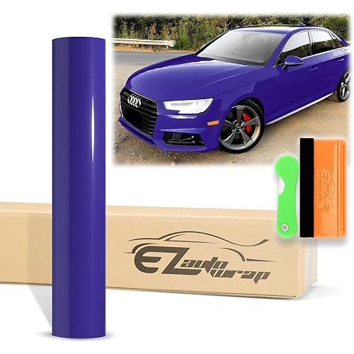 12"x60" (1FTx5FT) Purple Premium Super Gloss High Glossy Sticker DIY Decal Car Auto Vehicle Motorcycle Vinyl Wrap Air Release Bubble Free Self Adhesive Peel and Stick Free Tool Kit