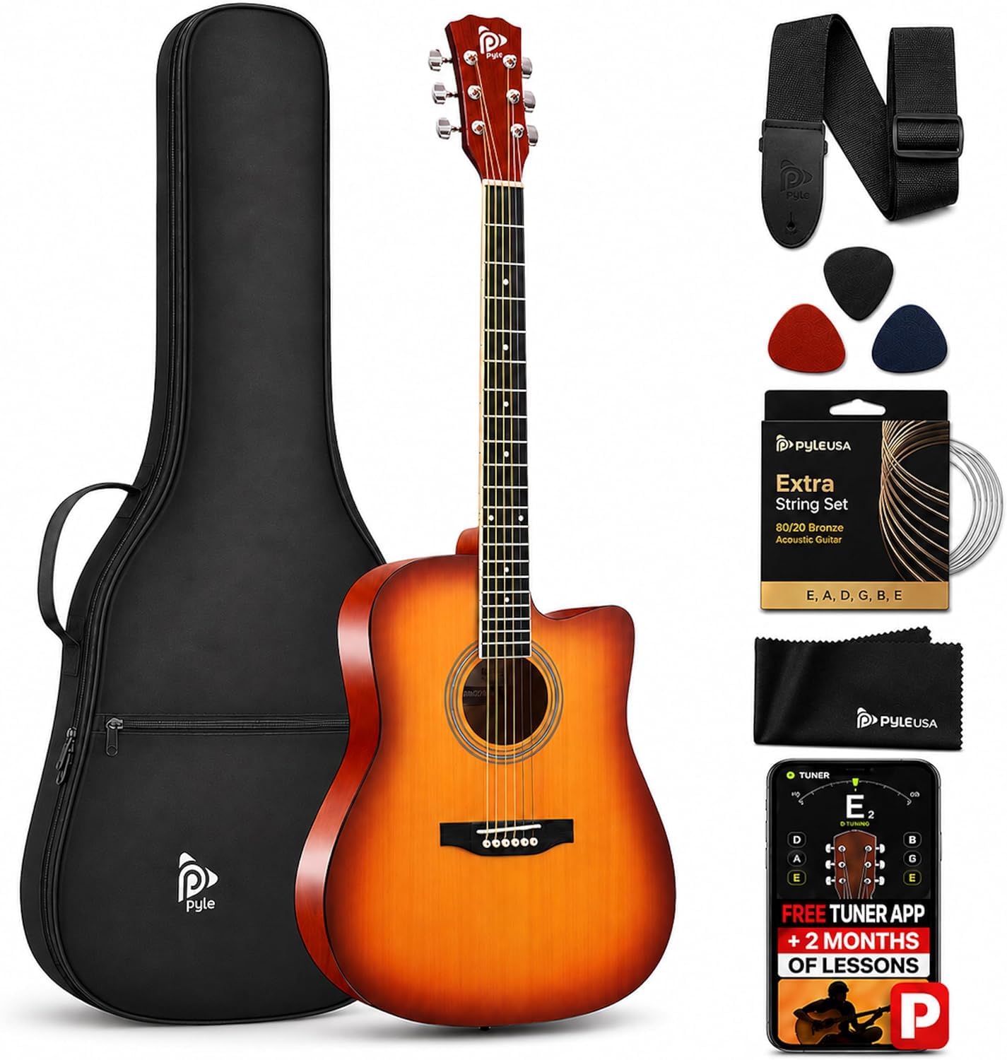 Pyle Steel String Acoustic Guitar Kit