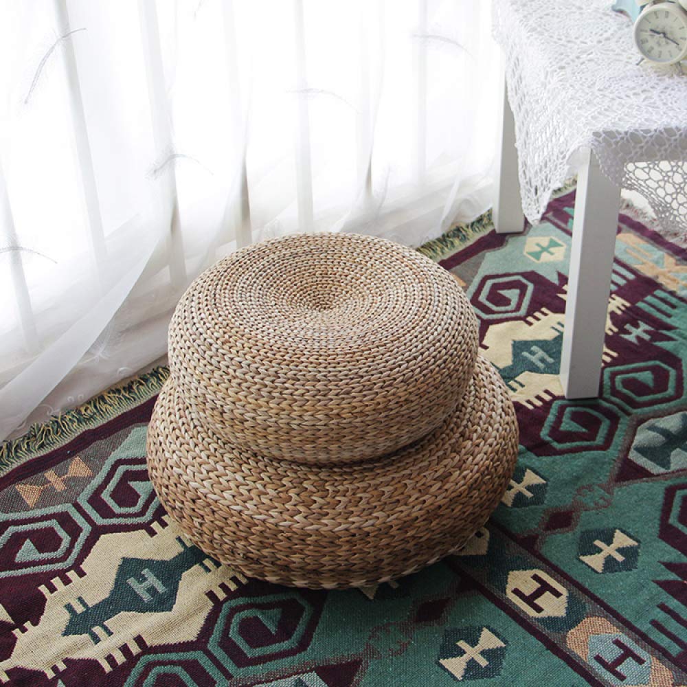 Silla puf tejida a mano | Cojín tejido de hoja de plátano | Asiento de suelo para mayor comodidad y estilo | 50 x 17 cm