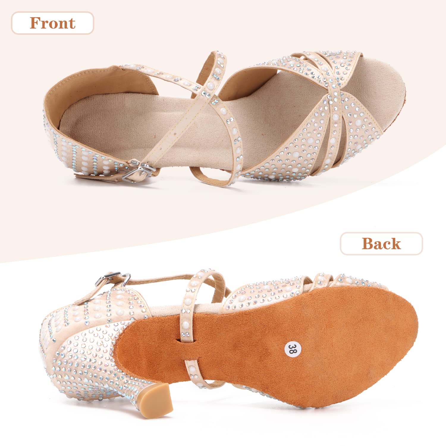Womens Professional Latin Dance Shoes Open Toe Salsa Bachata Dance Shoes Glitter Strass Salsa Latin Dancing Heels
