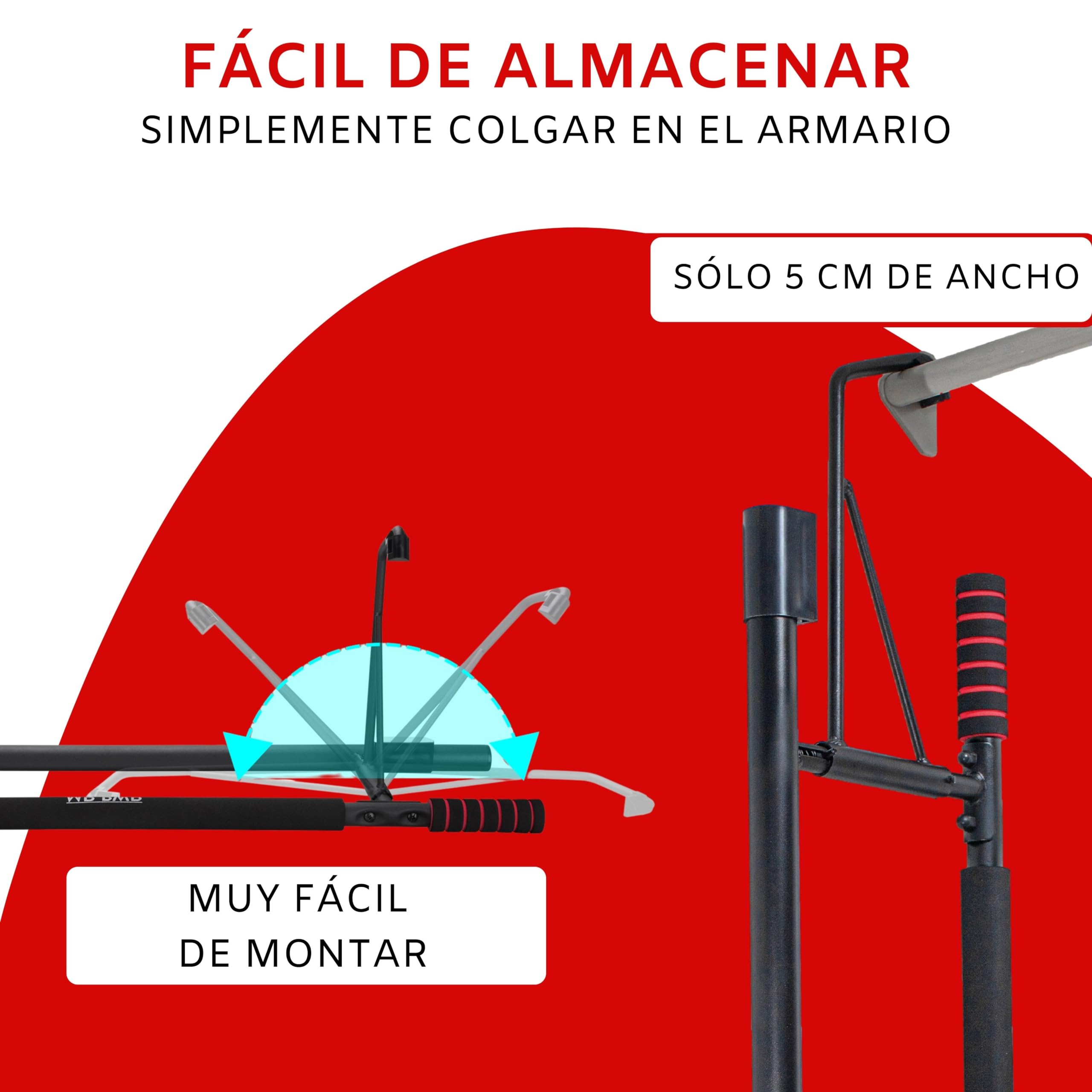 riijk Barra Dominadas para Puerta Sin Fijación | Barra de Tracción Sin Tornillos para Marco de Puerta | Barra de Tracción Profesional | Pull Up Bar