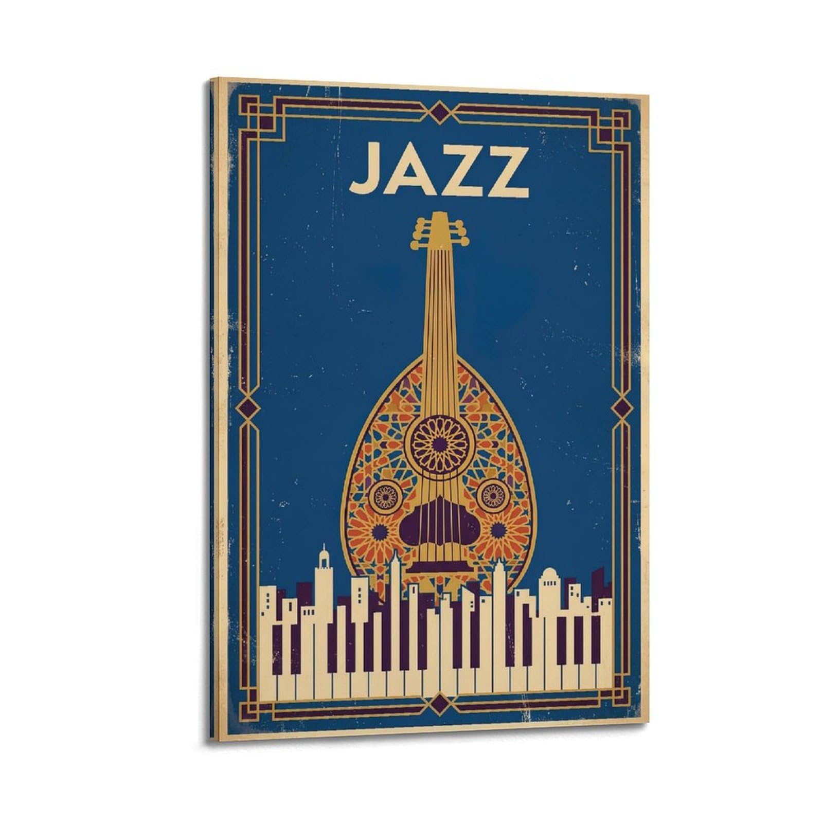Okngb Frame-Style Vintage Middle Eastern Oud Moroccan Jazz Poster Decorative Painting Canvas Art Picture 20X30inch(50X75cm)