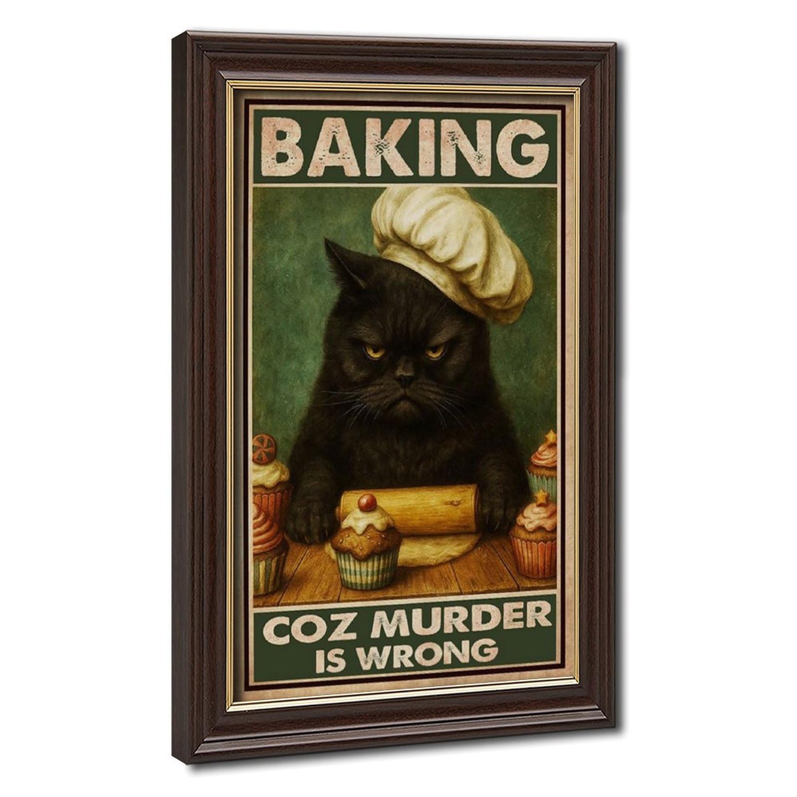 Bareronor Mokume Gane Frame-Style Baking Because Murder Is Wrong Kitchen Poster Canvas Poster For Dorm Room Decor Gift