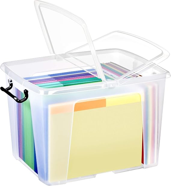 Strata Smart Box Clip-On Folding Lid Carry Handles 40 Litre Clear Ref HW674CLR