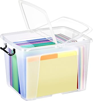 Strata Smart Box Clip-On Folding Lid Carry Handles 40 Litre Clear Ref HW674CLR