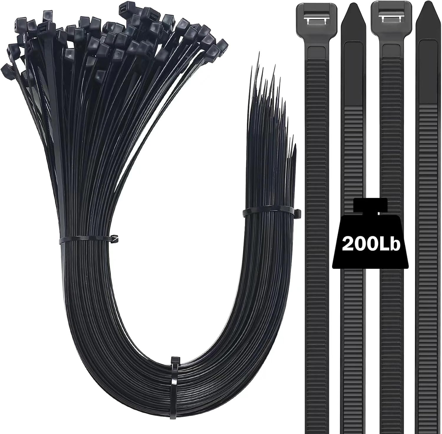 MVYC Large Zip Ties Heavy Duty 23 inch Cable Ties 100 Pack Black 200lbs UV Resistant Wire Tie for Indoor and Outdoor Use