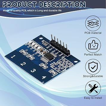 TTP224 Capacitive 4 Channels Touch Switch Module 4 Key Induction IC 2.4V to 5.5V Level State Indicator Onboard Module