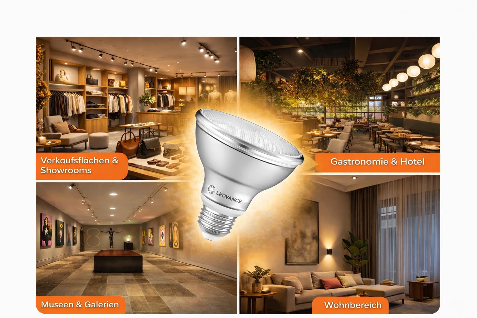 LEDVANCE 6x LED PAR30 Reflektorlampe, Warmweiß, 10W, Dimmbar, PAR30, E27, 75W Ersatz, 220-240V, 6er SPARPACK