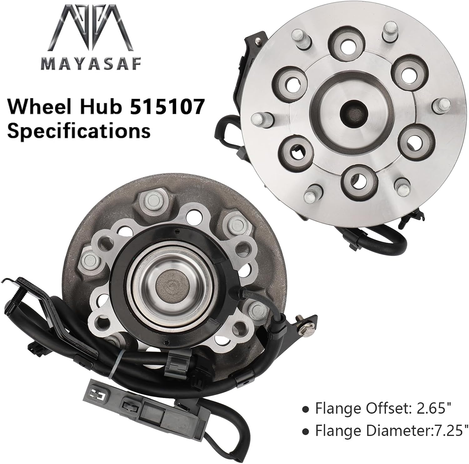 MAYASAF 515106+515107 Front Wheel Hub Bearing Assembly for Chevrolet 2004-2008 Colorado RWD, for GMC 2006-2008 Canyon RWD, for Isuzu 2006 i-280, for Isuzu 2007 2008 i-290