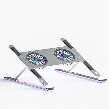 Laptop Stand, Cooling Fan, PC Stand, Improved Folding Tablet Stand, Height Angle Adjustment, 8 Levels, Posture Improvement, Ergonomic Design Cooling Pad