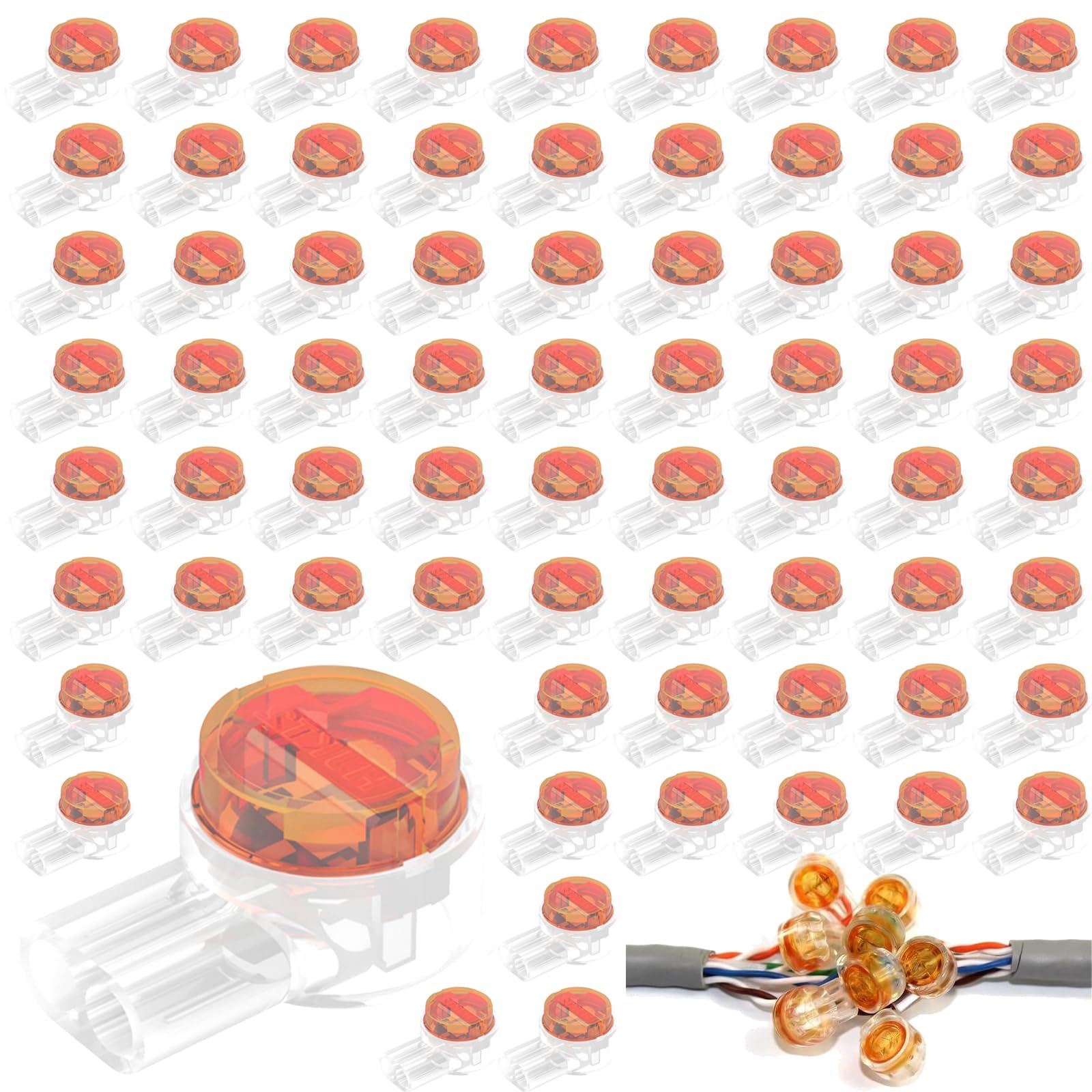 Amazleer 200PCS K2 Gel Crimps Waterproof Cable Wire Connectors for Telephone Data Repair 2 Way Splice Connectors