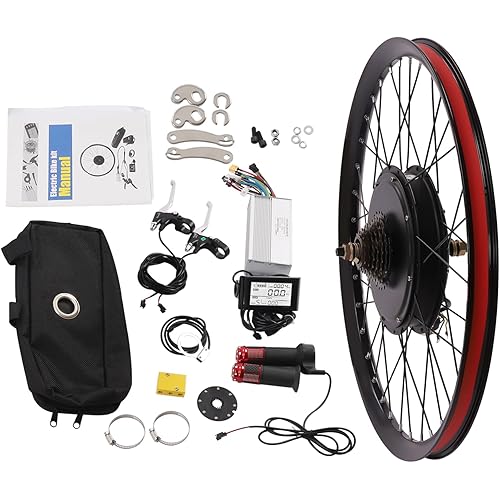 20/26/27.5/29 Inch Ebike Conversion Kit 48/72V 0.75/1/2KW Rear Wheel E Bike Motor Conversion Hub Electric Bicycle Wheel, 9 Speed Rear Wheel Motor Kit with Controller, LCD Display, PAS (No Batteries)