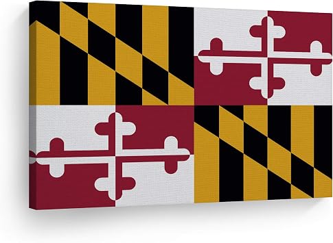Smile Art Design Maryland State Flag CANVAS PRINT State Capital of the USA Flag Canvas Wall Art US State Flag Wall Art Home Decoration Living Room Dorm Office Decor Ready to Hang Made in the USA 8x12
