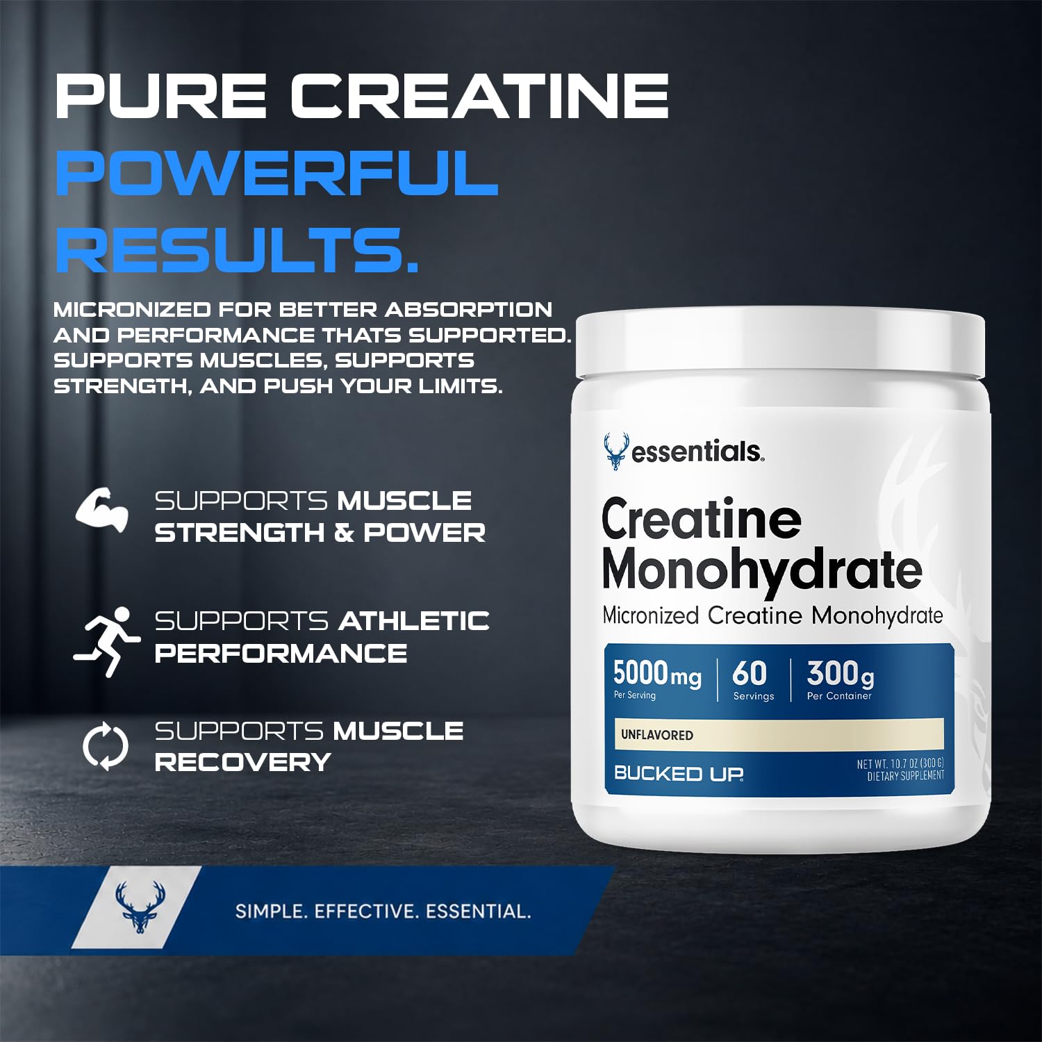 Bucked Up Pure Micronized Creatine Monohydrate for Women and Men - Easy to Mix and Unflavored - 5G Per Serving - 60 Servings - 300 Grams Per Container — Amazon image 7