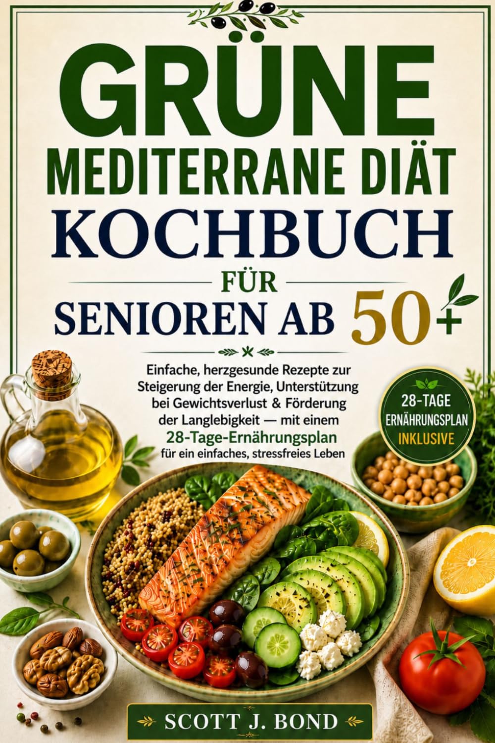 Grünes mediterranes Ernährungskochbuch für Senioren ab 50 Jahren: Mediterrane Ernährung für Senioren,Herzgesundes Kochbuch,Entzündungshemmende Rezepte,Natriumarme Rezepte,Gesunde Ernährung im Alter