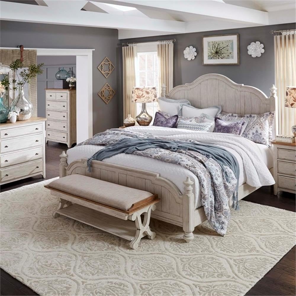 Liberty Furniture Farmhouse Reimagined White Bed Bench