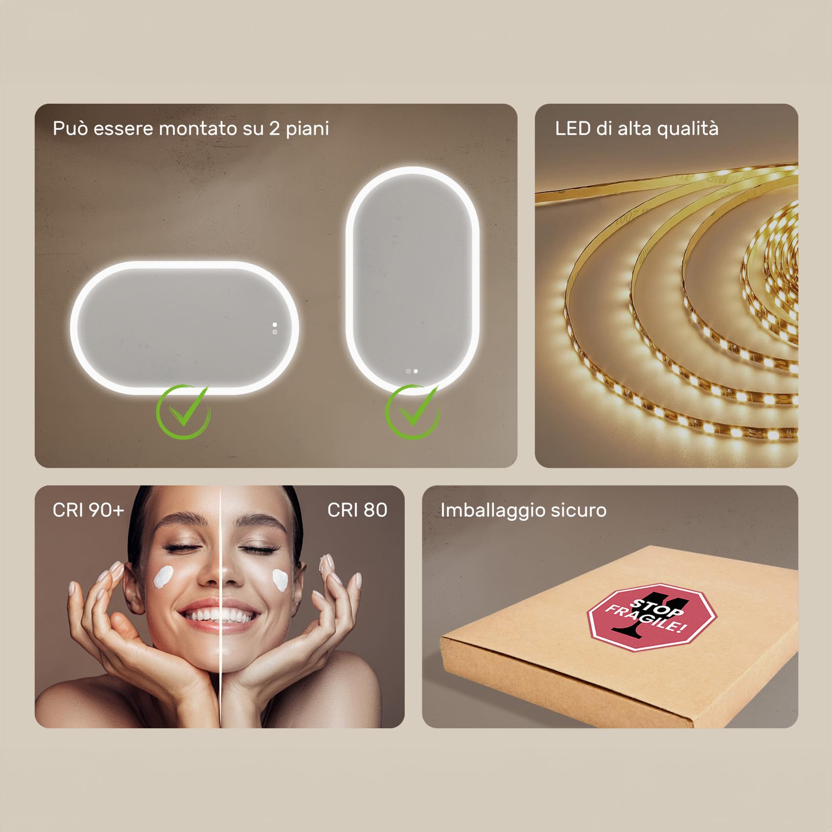 A ARTFORMA Specchio 120x70 cm Oval MAGARTFORMA086-SJYA9-120x70, LED