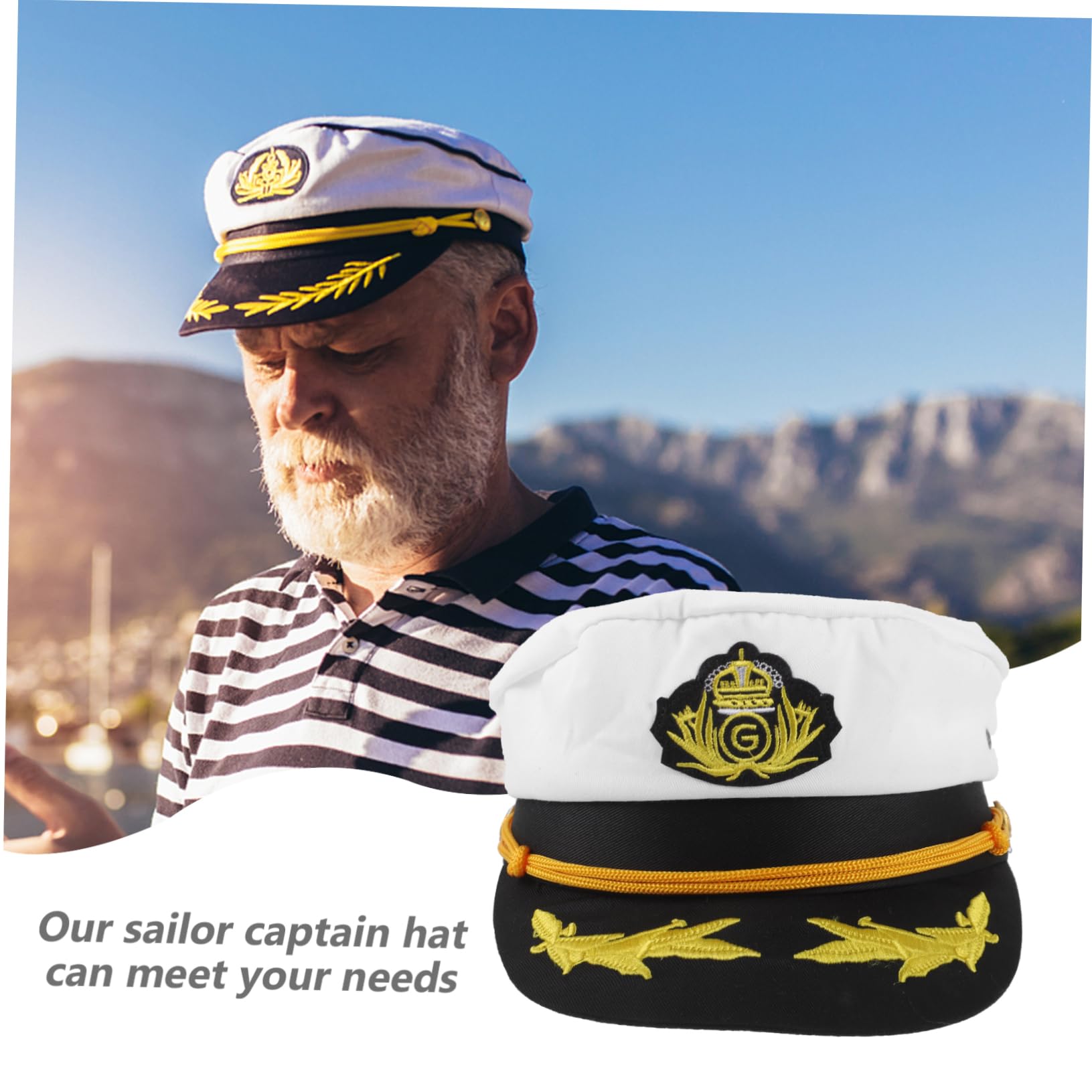 GALPADA 2piezas Sombrero De para Adultos Gorro De Cosplay Náutico Bordado Accesorio para Fiesta y Eventos Náuticos