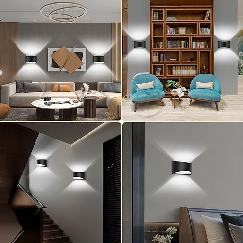Miniatura 8 de Aiilsmp Juego de dos apliques de pared  Moderno LED de aluminio para pared, luces arriba y abajo, apliques de pared para interiores, regulables,