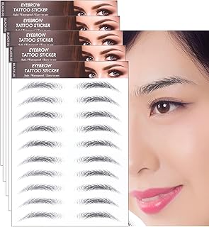 HIYE 眉毛シール 60ペア 貼る眉毛 消えない 自然 6d眉毛シール 時短 左右対称 眉ティント 男女兼用 簡単 眉毛転写シール レディース メンズ 眉付け 素敵 美容ツール 人気 眉毛 形 医療用 眉ステッカー (BLACK-06)